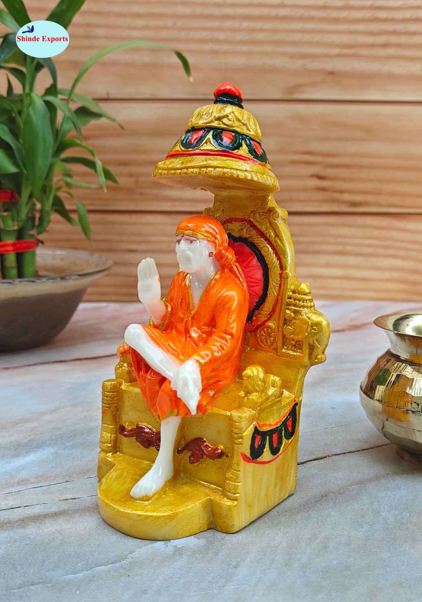 SHINDE EXPORTS shirdi saibaba Marble Idol Statue murti Home Murty for car