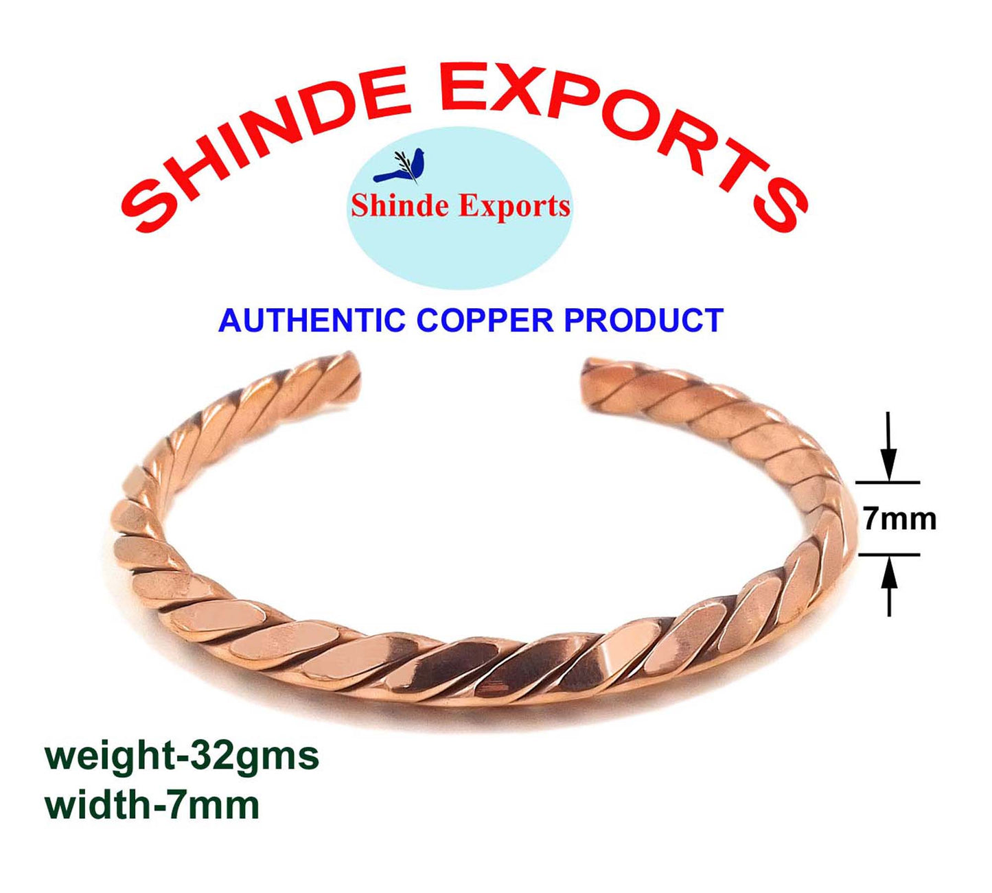 SHINDE EXPORTS Pure Copper Adjustable Kada Bracelet for Men & Women| Magnetic Copper Healing Hand Cuff/Bangle Kada for Unisex Adult