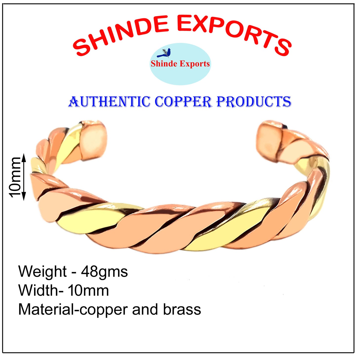 SHINDE EXPORTS pure copper kada for men/copper kada/copper bracelet for men pure