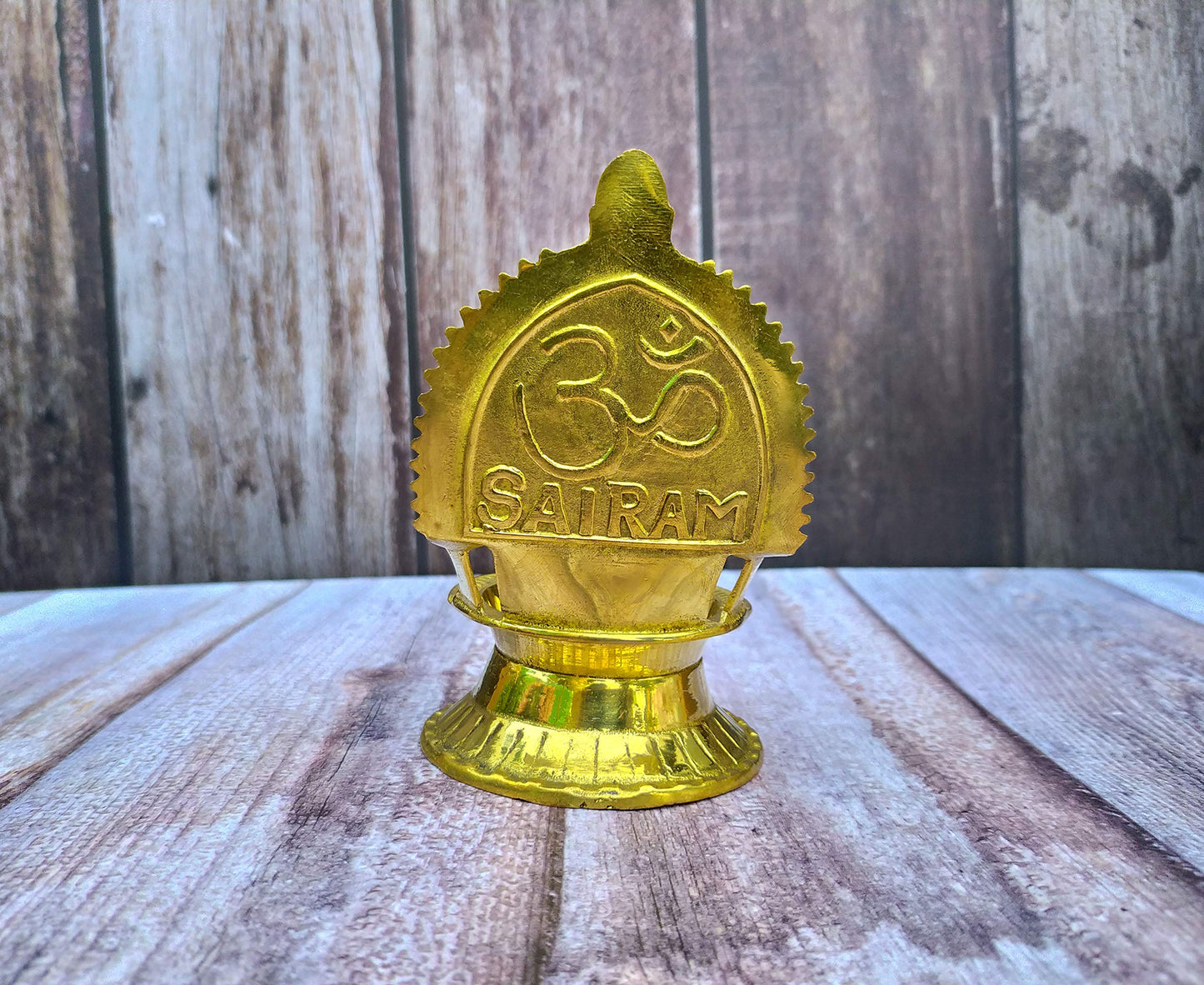 SHINDE EXPORTS Shirdi Saibaba Figure Golden Brass Diya for puja for Home Decor