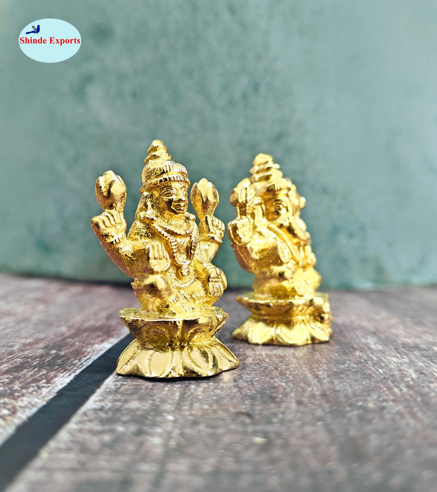 SHINDE EXPORTS small brass laxmi ganesh murti idol statue 4.5cm Miniature for Home Decor, Pooja Items, Temple
