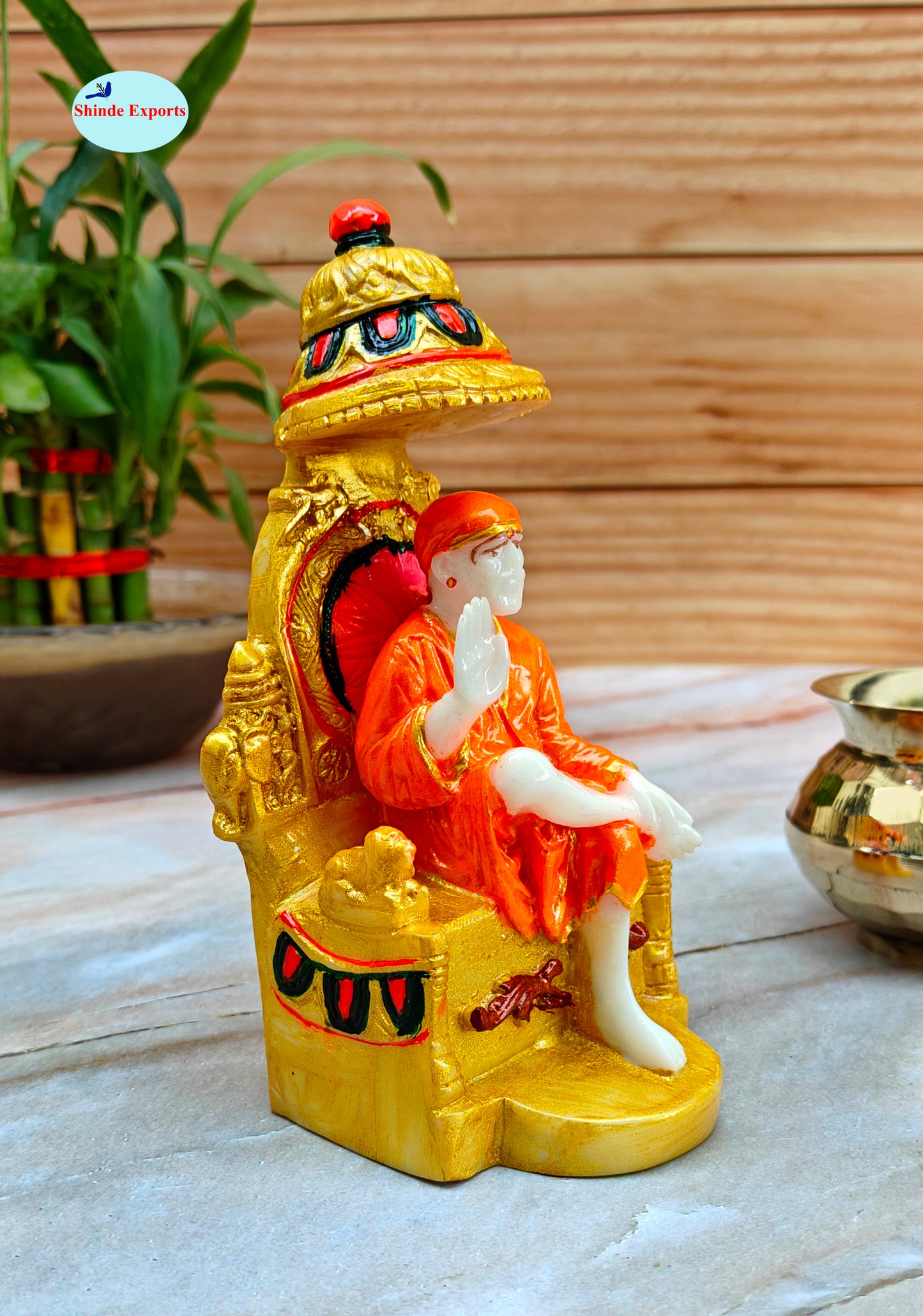 SHINDE EXPORTS shirdi saibaba Marble Idol Statue murti Home Murty for car