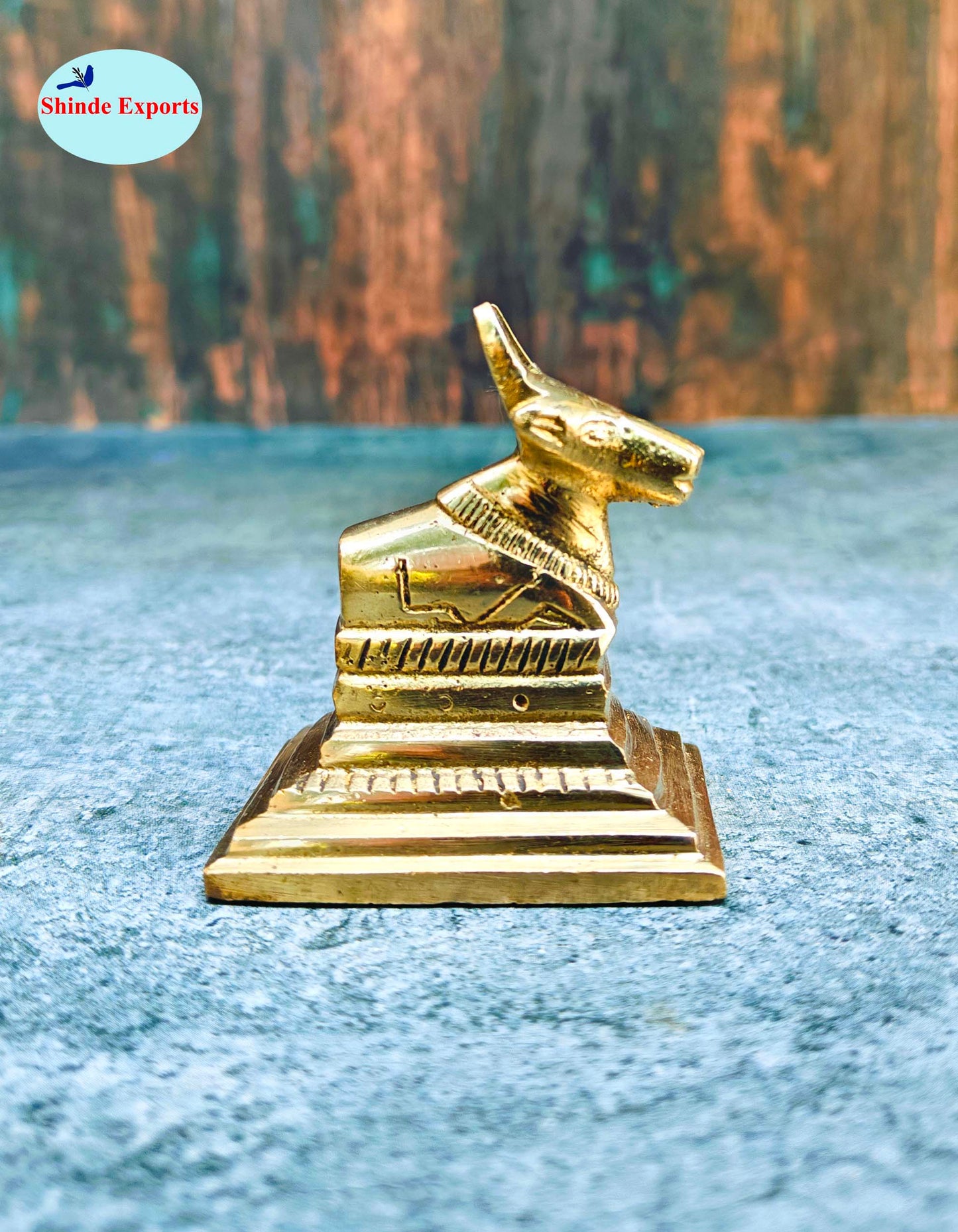 SHINDE EXPORTS Small Brass Nandi Idol Statue vastu Bull murti for Pooja at mandir Home