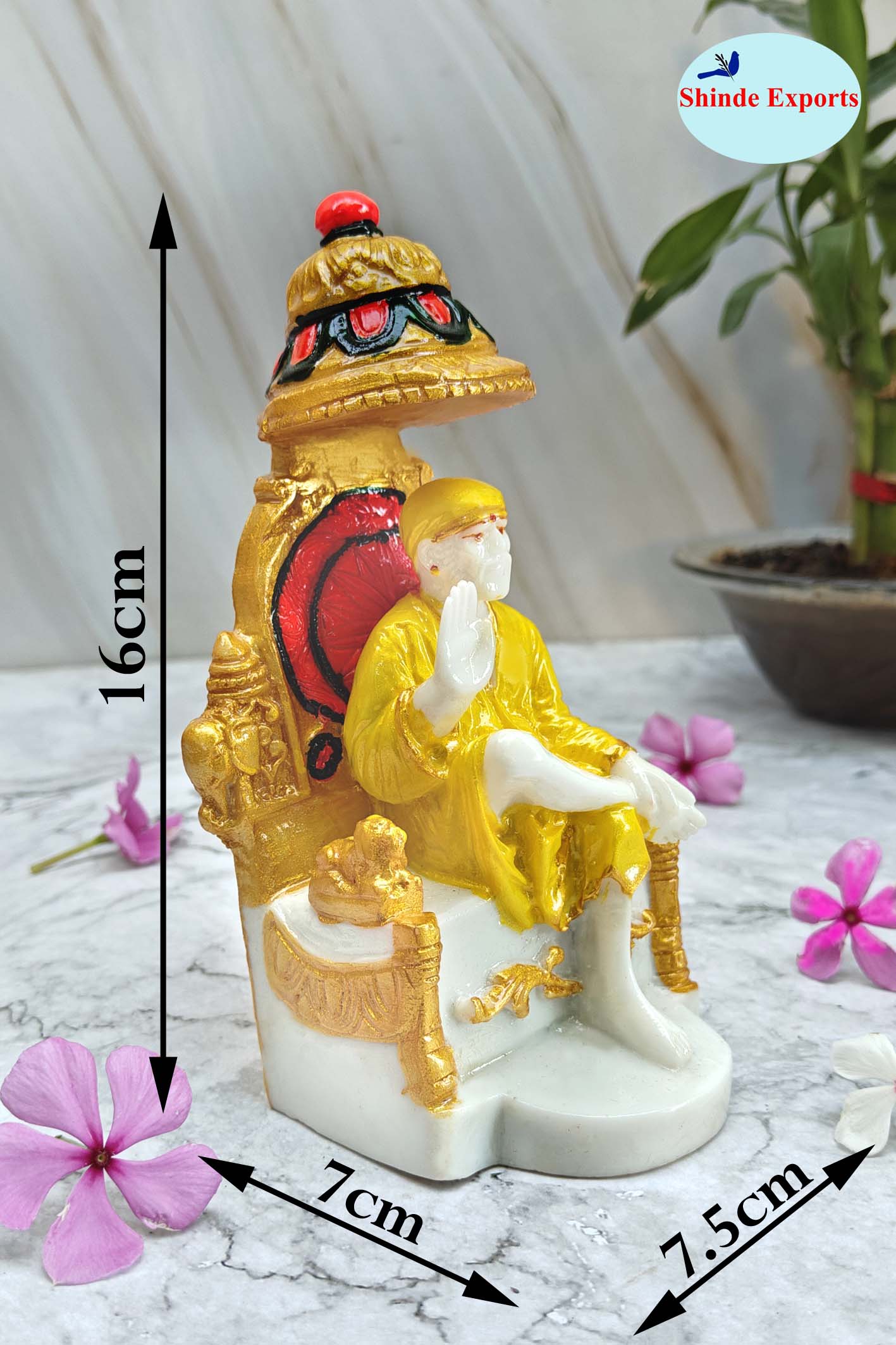 SHINDE EXPORTS shirdi saibaba Marble Idol Statue murti Home Murty for car