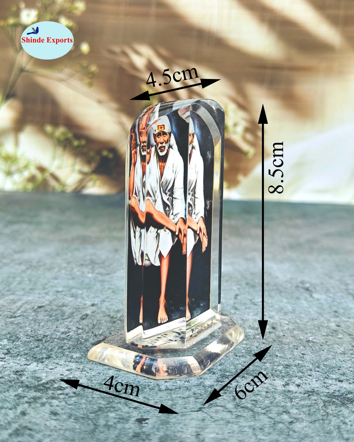 SHINDE EXPORTS shirdi Sai Baba car Dashboard Idol Cum Desk Stand 3.5 inches