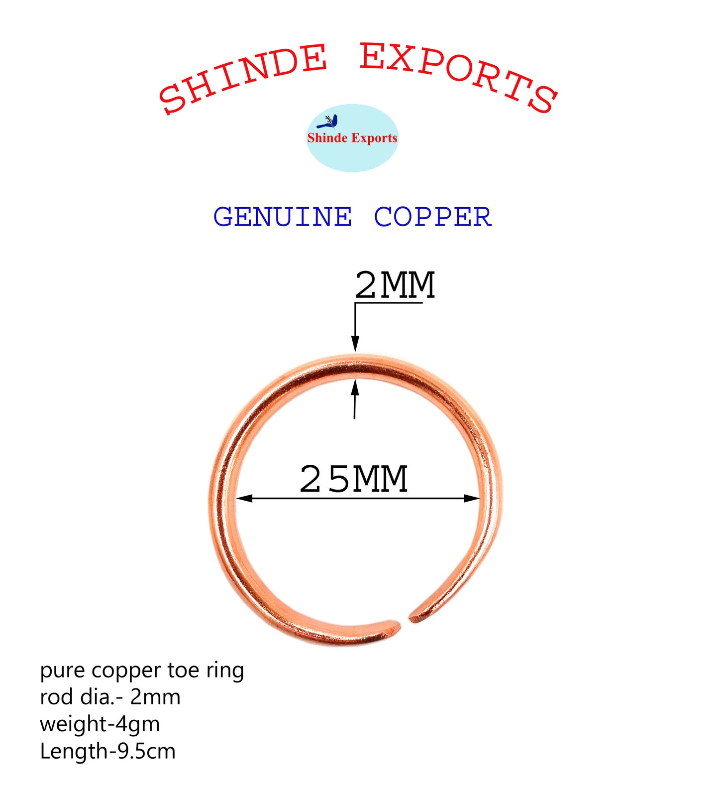 SHINDE EXPORTS copper toe thumb ring for men and women pure original