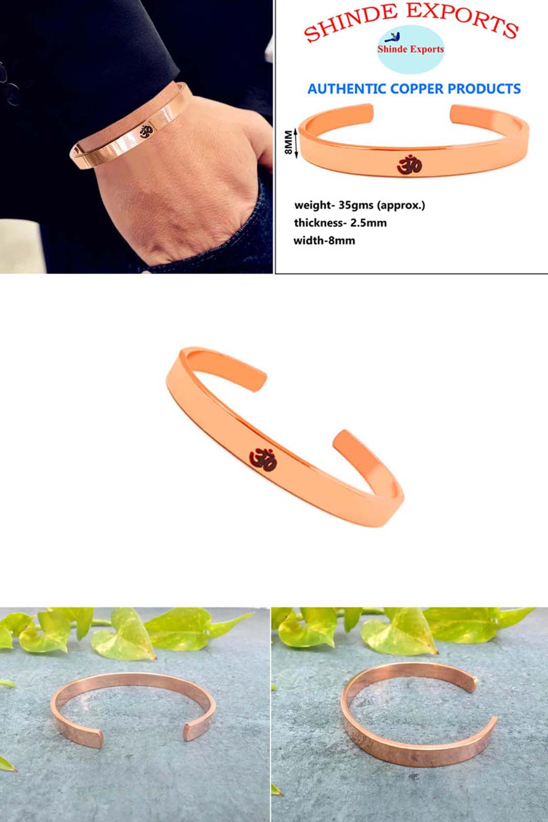SHINDE EXPORTS pure copper kada for men bracelet for men pure jay shri ram bracelet and Om coper braceletr