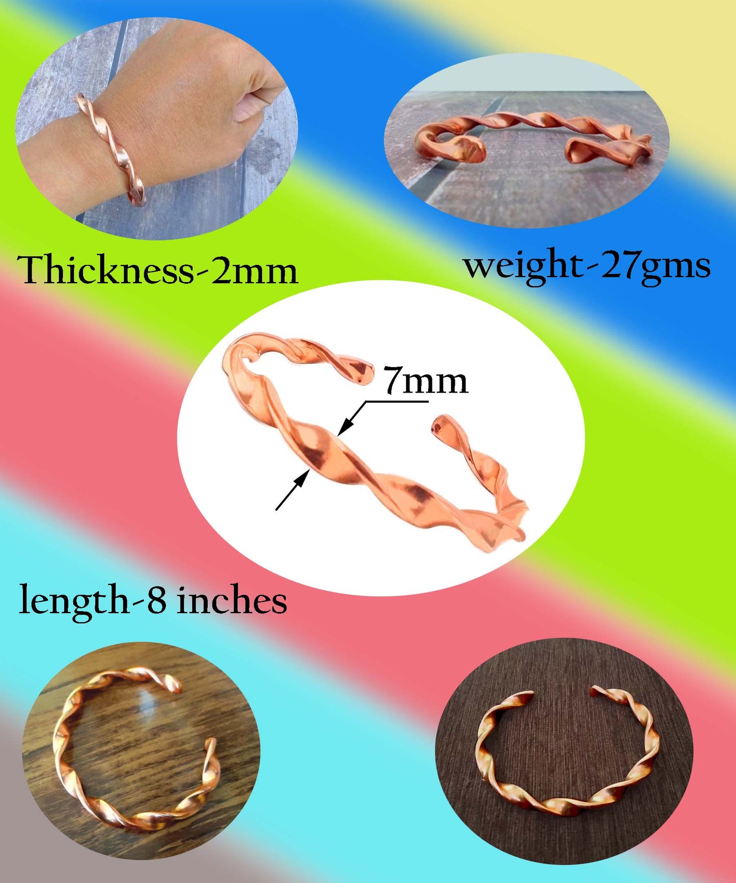 SHINDE EXPORTS heavy pure original copper tamba kada bracelet for men and women health boys
