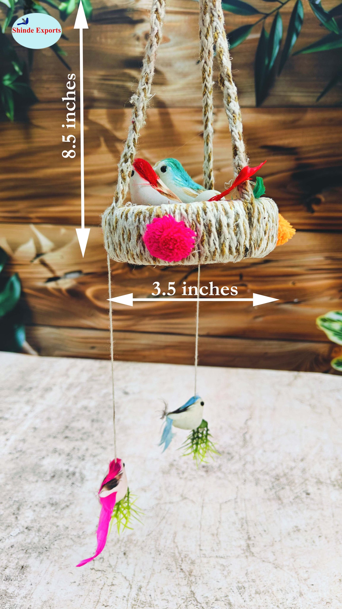 SHINDE EXPORTS Decorative Artificial Birds Nest Hanging Made of Natural Grass/Jute Best for Balcony Home Decor and Gifting