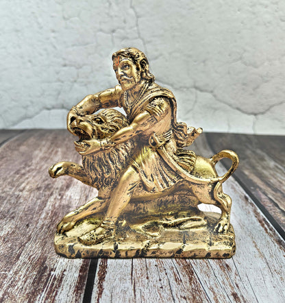 SHINDE EXPORTS chatrapati sambhaji maharaj statue murti idol with lion for car