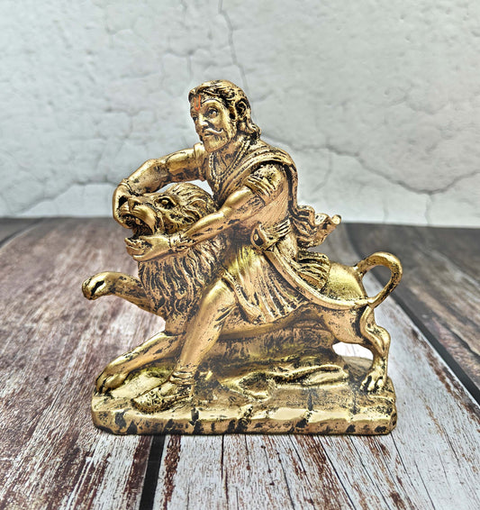 SHINDE EXPORTS chatrapati sambhaji maharaj statue murti idol with lion for car