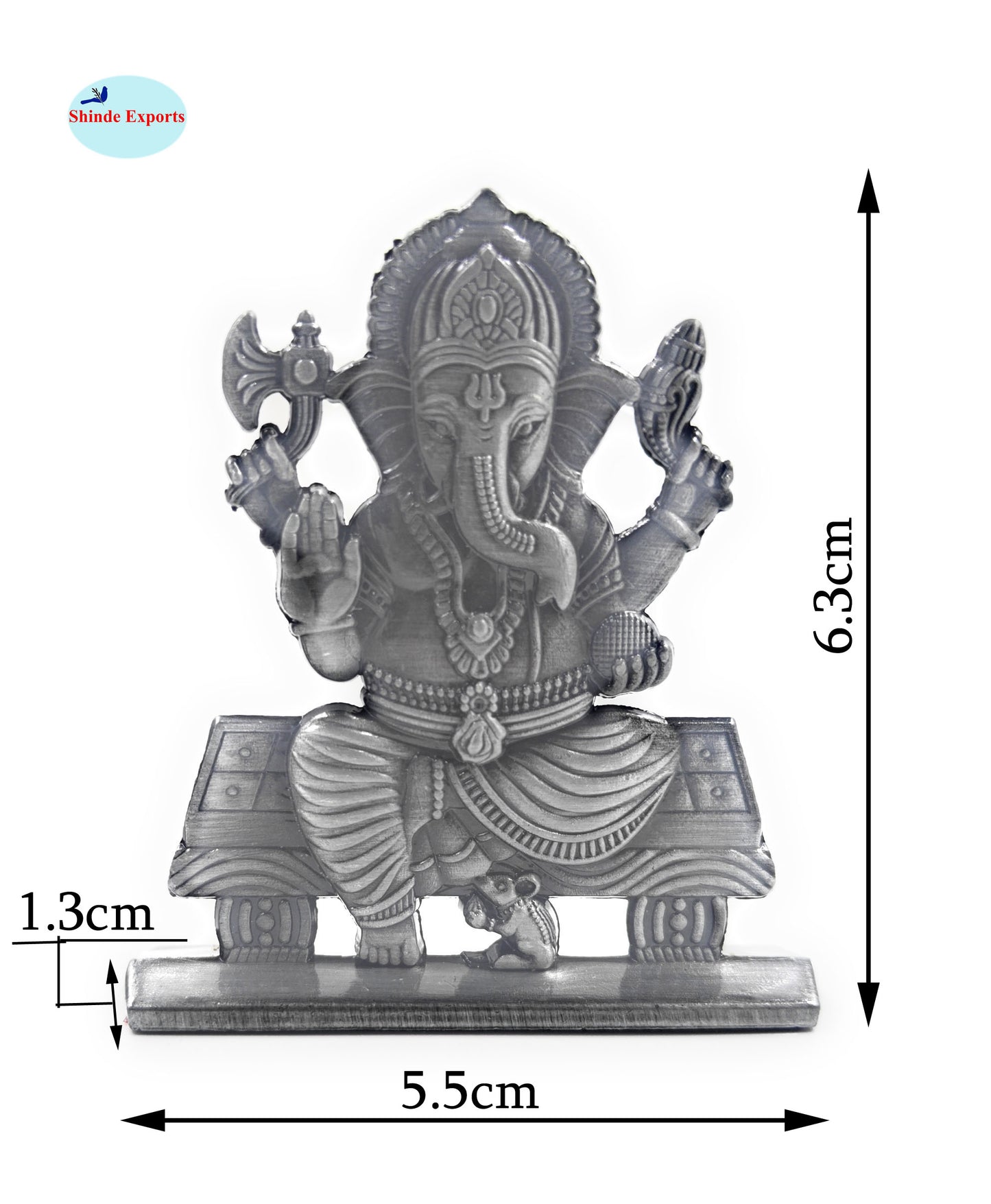 SHINDE EXPORTS small brass metal lord ganesha ganpati idol murthy for car dashboard home office table murti statue