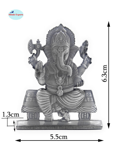 SHINDE EXPORTS small brass metal lord ganesha ganpati idol murthy for car dashboard home office table murti statue