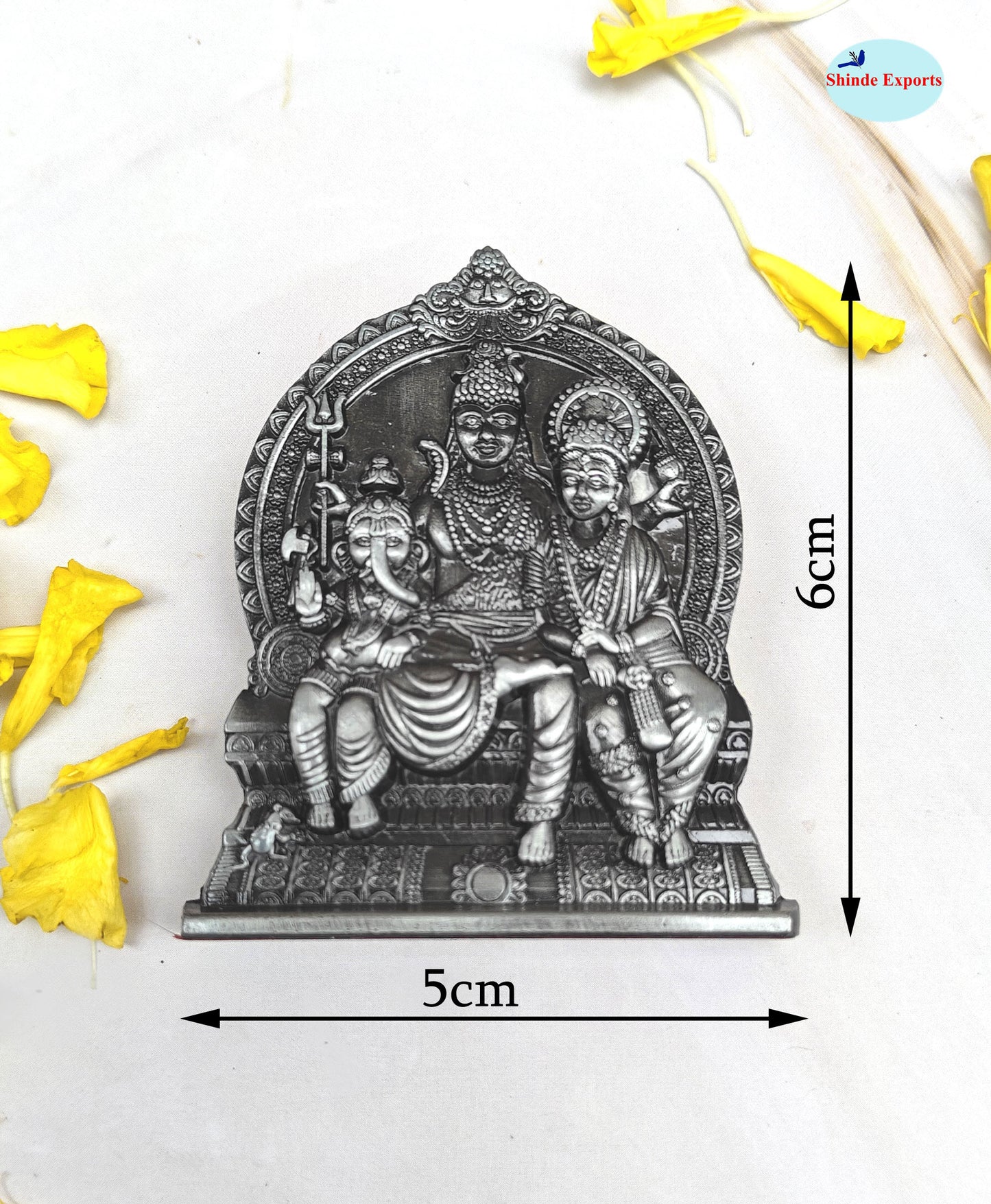 SHINDE EXPORTS small lord shiva parvati family parivar shiv ganesha metal murti idol for home mandir car dashboard temple