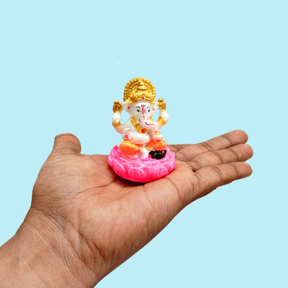 SHINDE EXPORTS small size ganesha marble idol 2.5 inches for car dashboard gift office desk