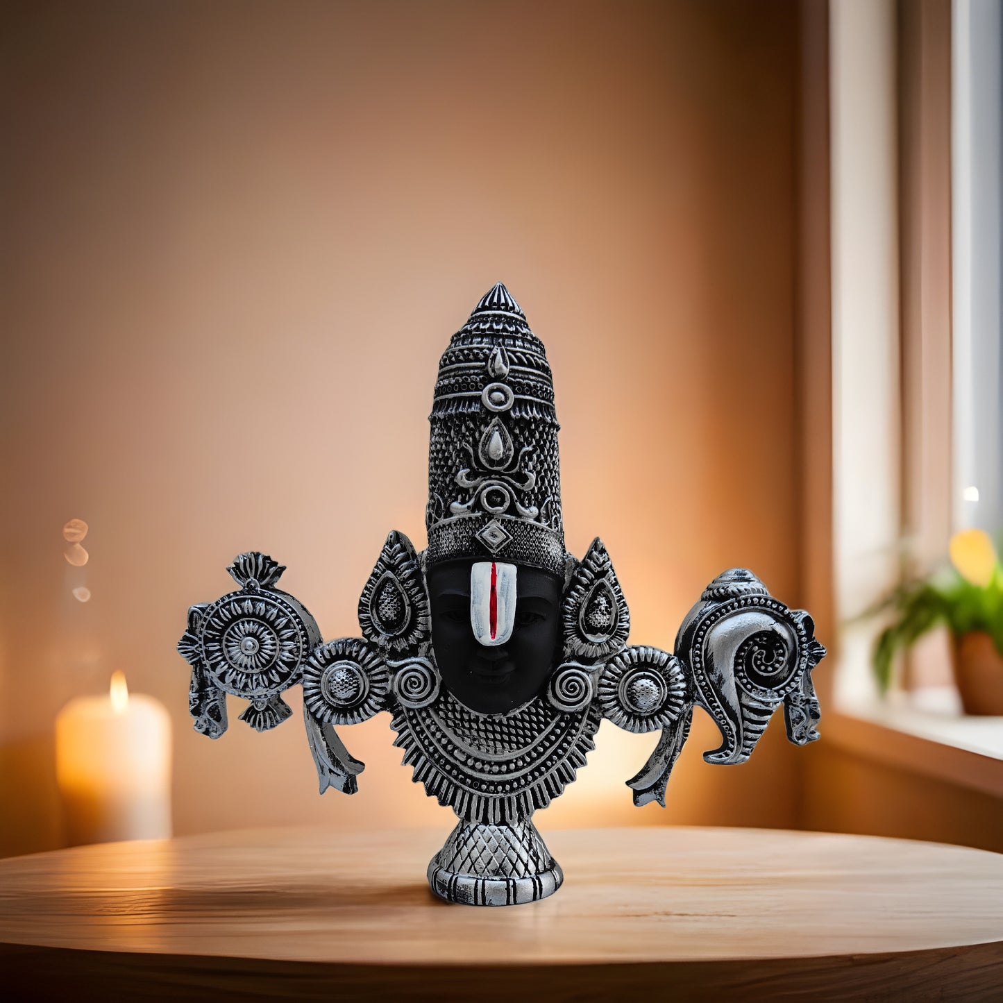 SHINDE EXPORTS tirupati balaji marble idol for desk pooja room car dashboard home office décor