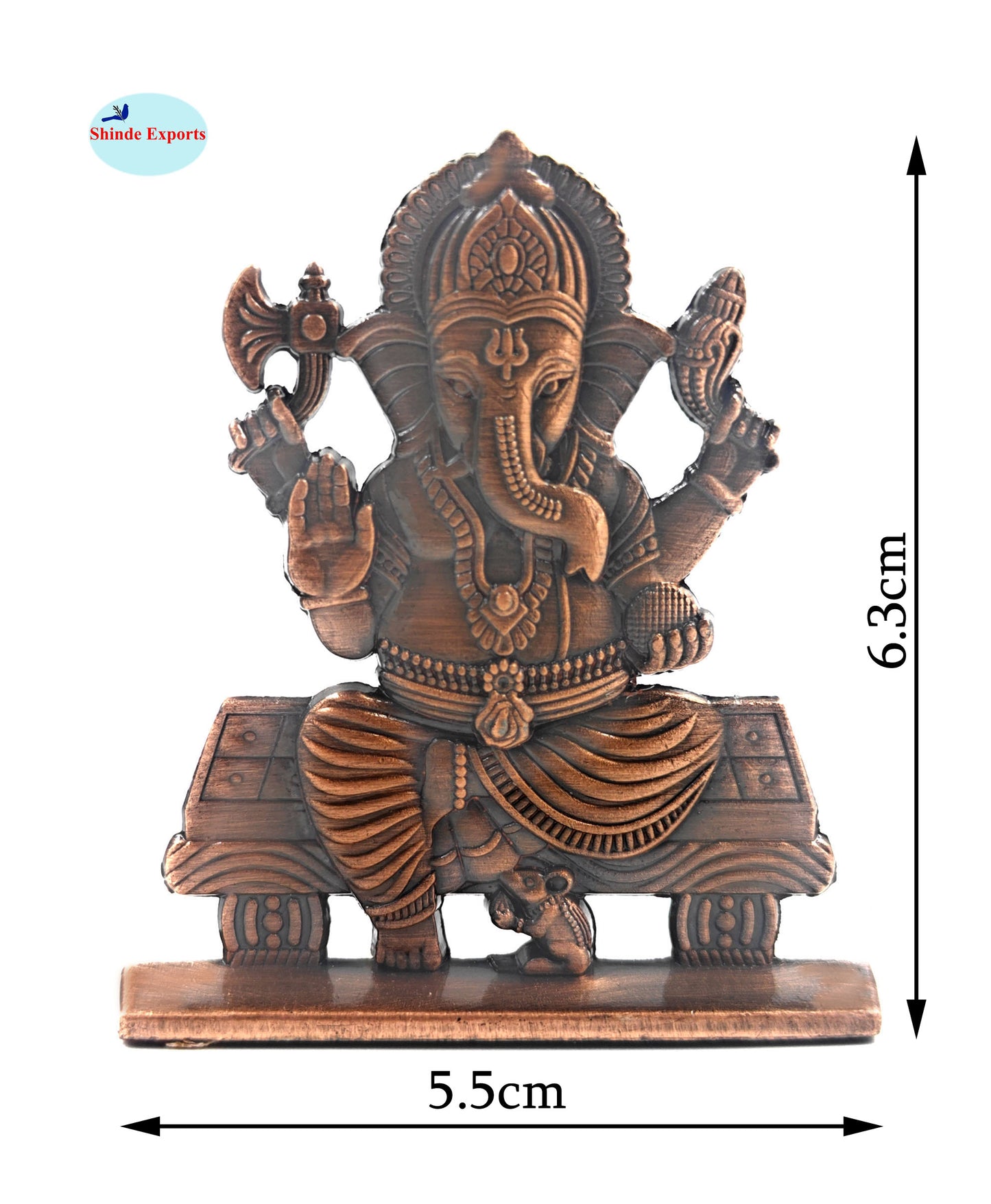 SHINDE EXPORTS small brass metal lord ganesha ganpati idol murthy for car dashboard home office table murti statue