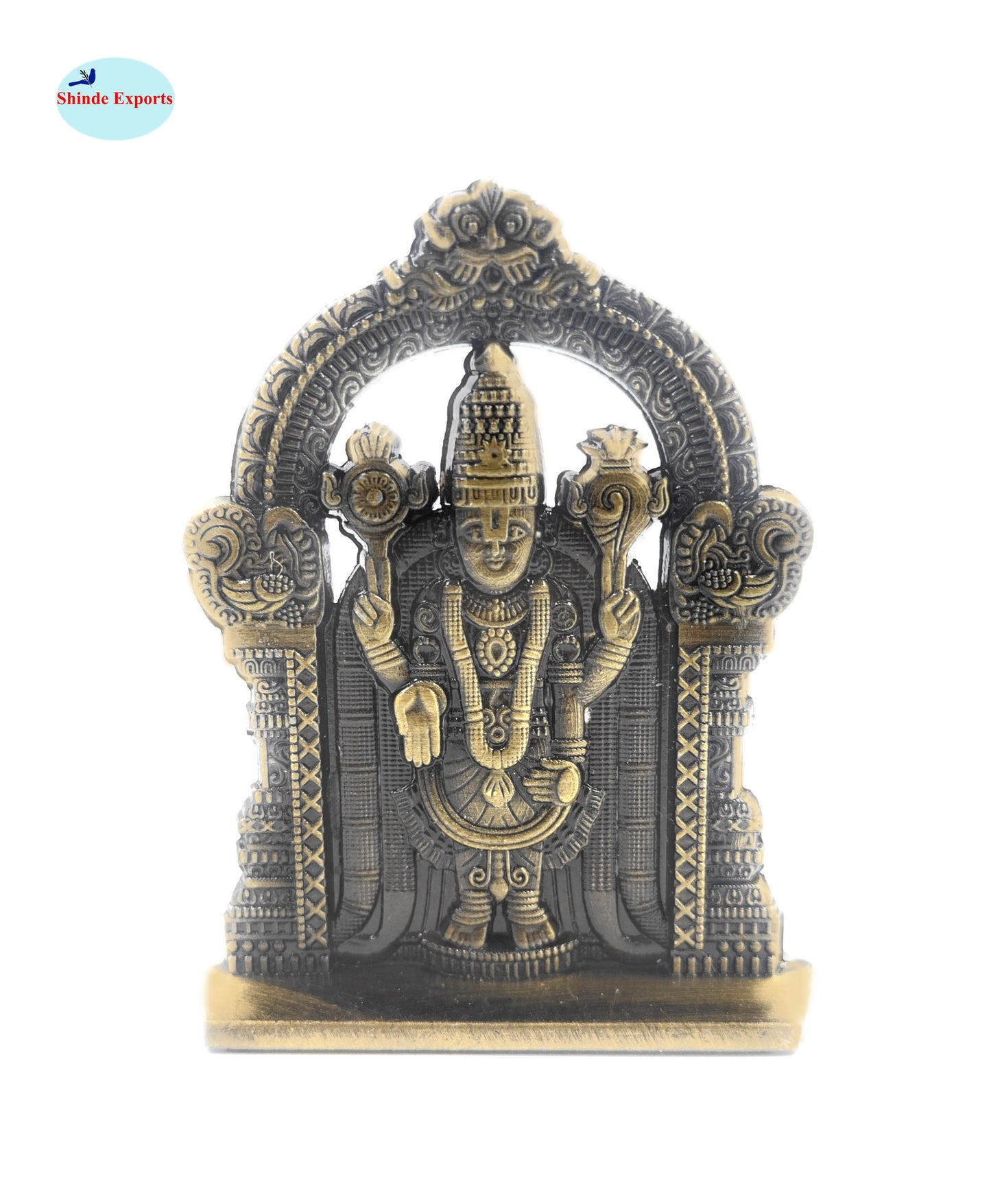 SHINDE EXPORTS small size brass metal lord tirupati balaji idol for car dashboard home
