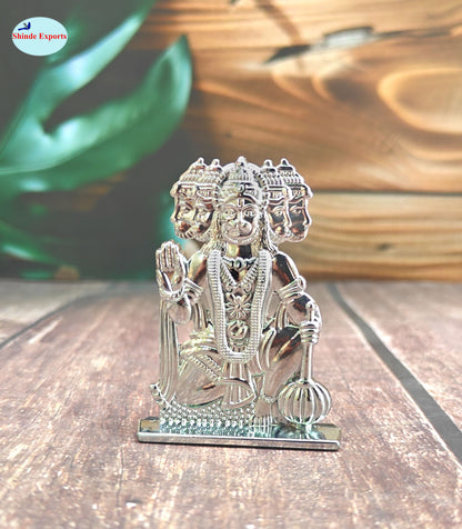 SHINDE EXPORTS small size brass pital metal panchmukhi hanuman idol murti statue for car dashboard home