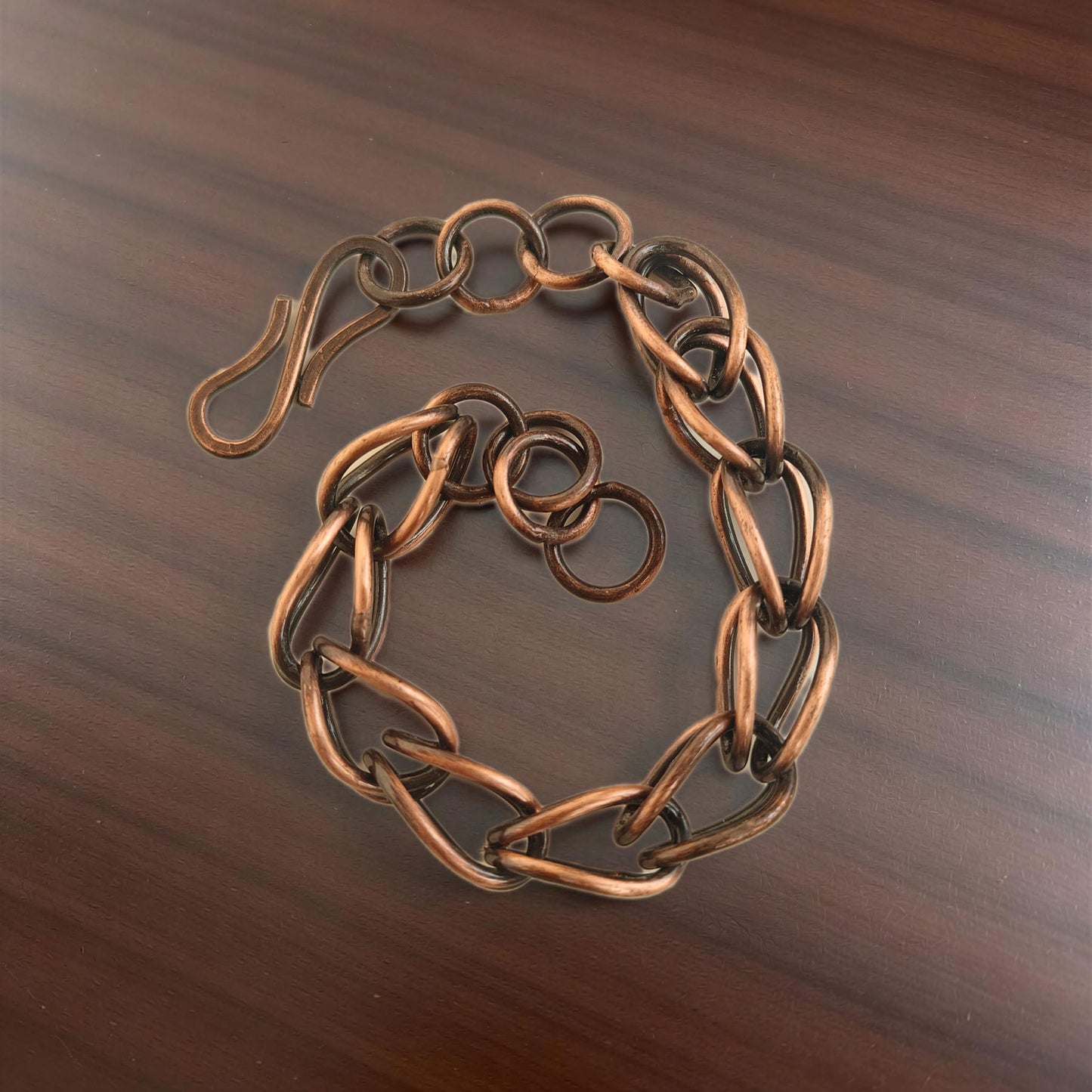 SHINDE EXPORTS Pure Copper Bracelet for Men & Women – Antique Finish Handmade Link Chain Bracelet, Adjustable 8.5 Inch Unisex Copper Jewelry, Made in India