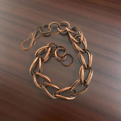 SHINDE EXPORTS Pure Copper Bracelet for Men & Women – Antique Finish Handmade Link Chain Bracelet, Adjustable 8.5 Inch Unisex Copper Jewelry, Made in India