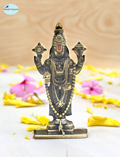 SHINDE EXPORTS small size brass metal lord tirupati balaji idol for car dashboard home