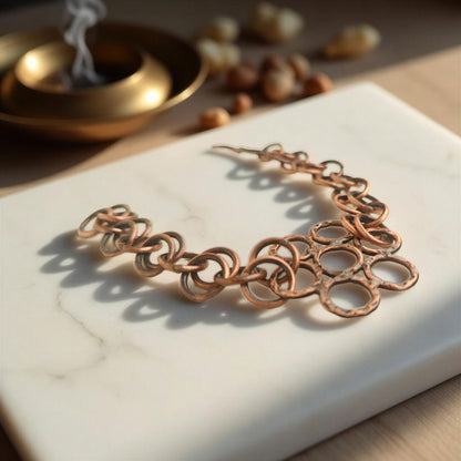 SHINDE EXPORTS Pure Copper Bracelet for Men & Women – Antique Finish Handmade Link Chain Bracelet, Adjustable 8.5 Inch Unisex Copper Jewelry, Made in India