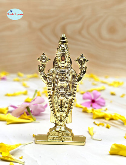 SHINDE EXPORTS small size brass metal lord tirupati balaji idol for car dashboard home