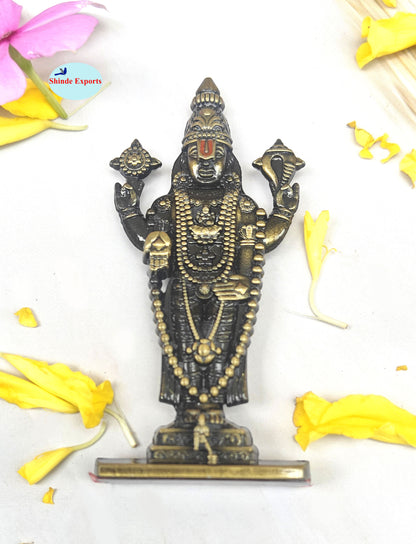 SHINDE EXPORTS small size brass metal lord tirupati balaji idol for car dashboard home