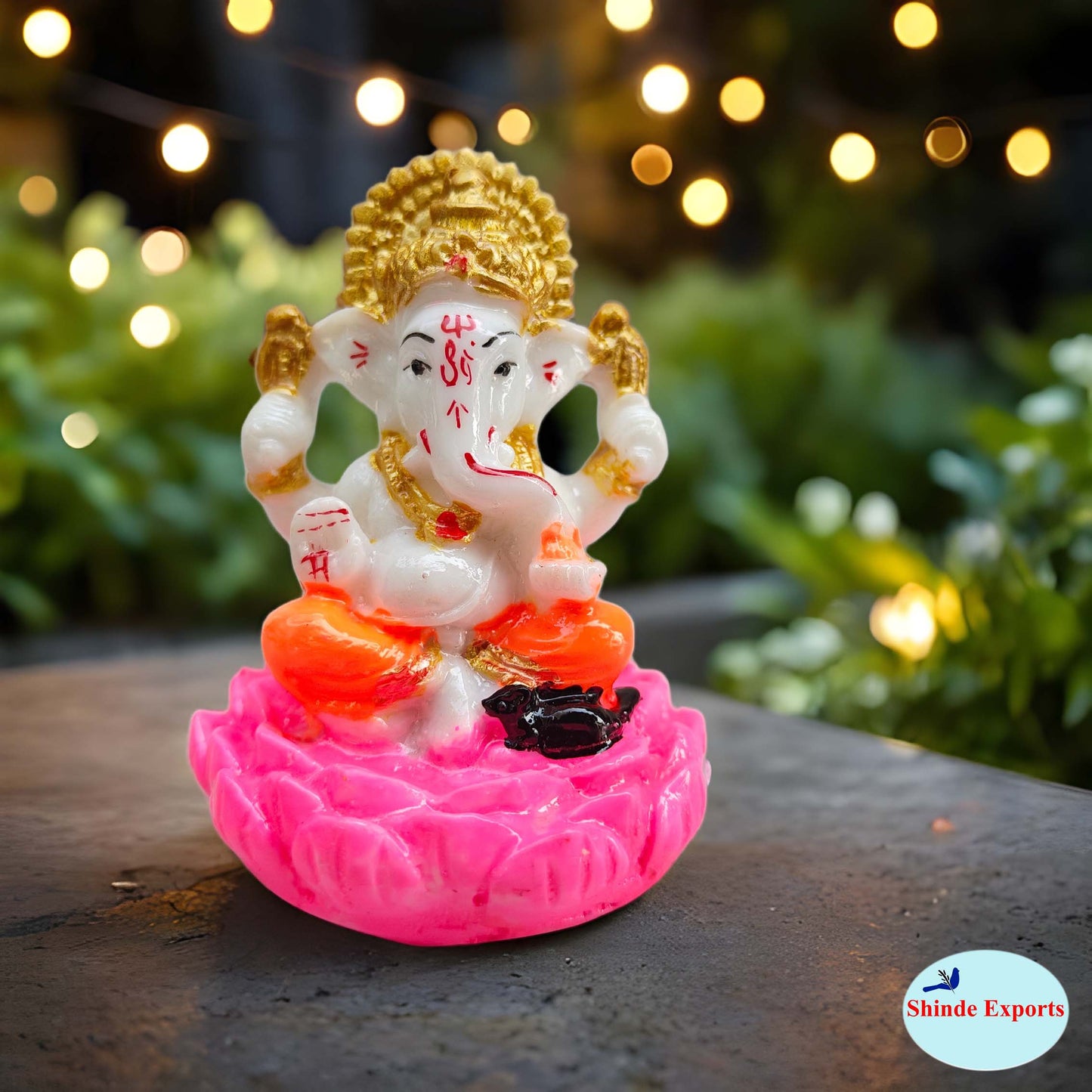 SHINDE EXPORTS small size ganesha marble idol 2.5 inches for car dashboard gift office desk