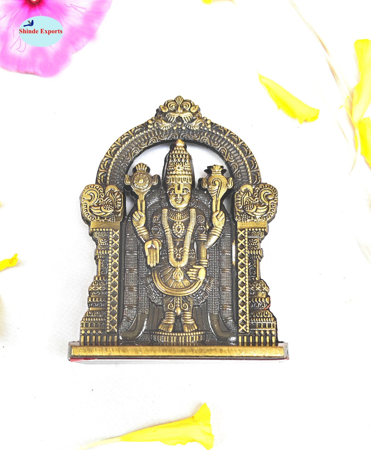SHINDE EXPORTS small size brass metal lord tirupati balaji idol for car dashboard home