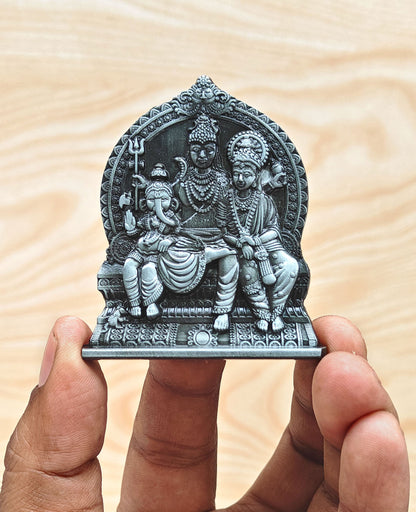 SHINDE EXPORTS small lord shiva parvati family parivar shiv ganesha metal murti idol for home mandir car dashboard temple
