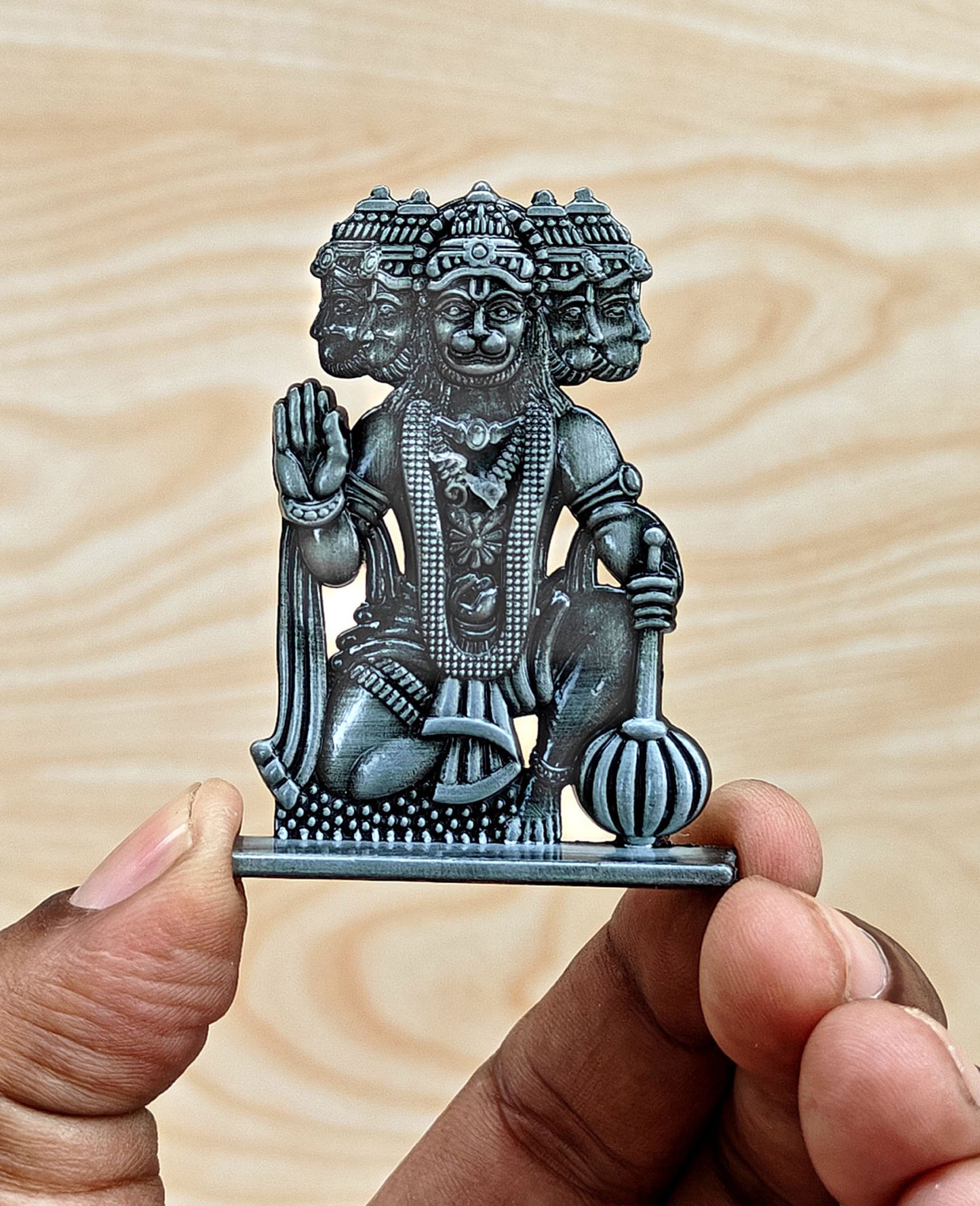SHINDE EXPORTS small size brass pital metal panchmukhi hanuman idol murti statue for car dashboard home