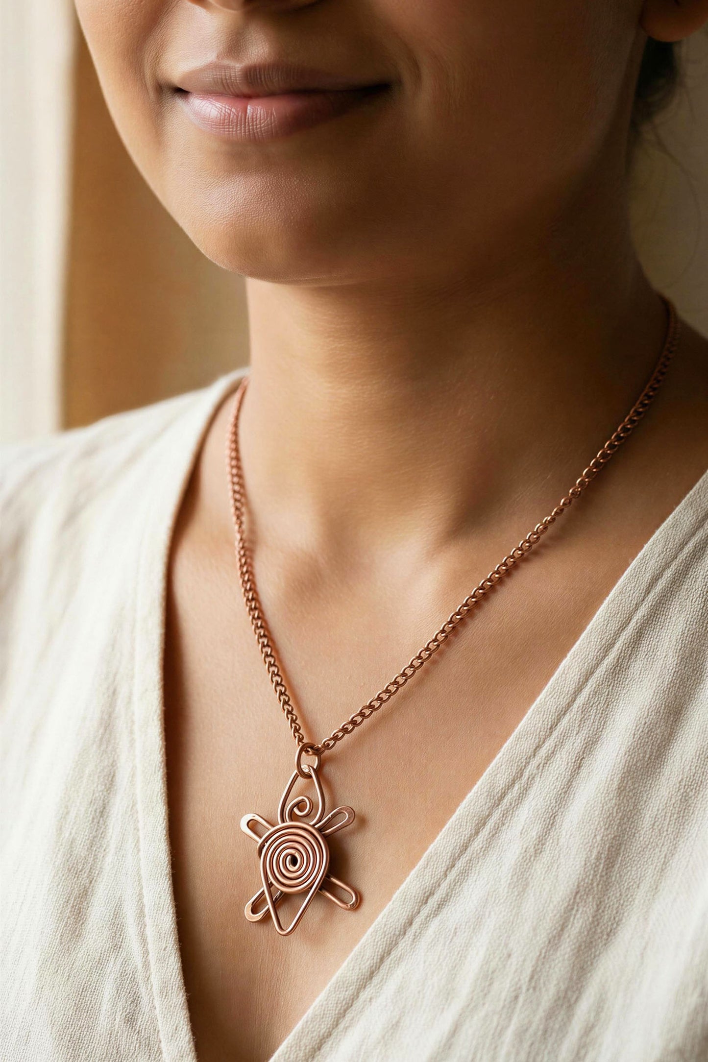 SHINDE EXPORTS 100% solid uncoated jewellery pure copper chain necklaces stylish choker for women with pendant