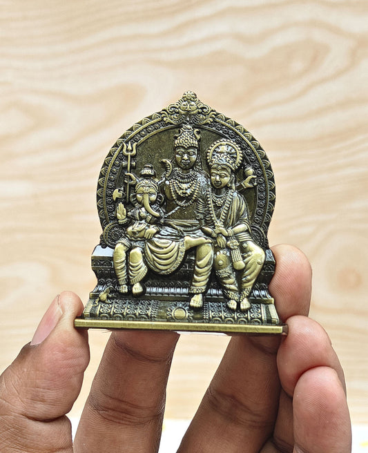 SHINDE EXPORTS small lord shiva parvati family parivar shiv ganesha metal murti idol for home mandir car dashboard temple