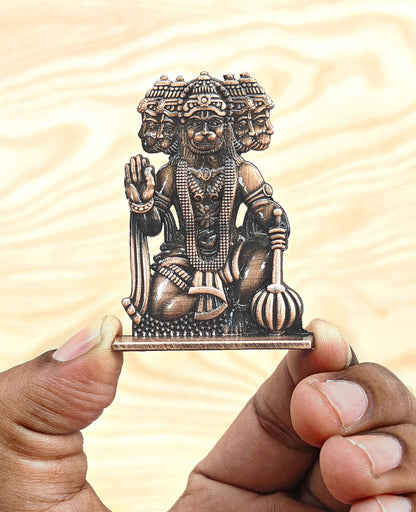 SHINDE EXPORTS small size brass pital metal panchmukhi hanuman idol murti statue for car dashboard home