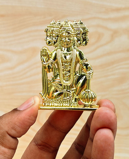 SHINDE EXPORTS small size brass pital metal panchmukhi hanuman idol murti statue for car dashboard home
