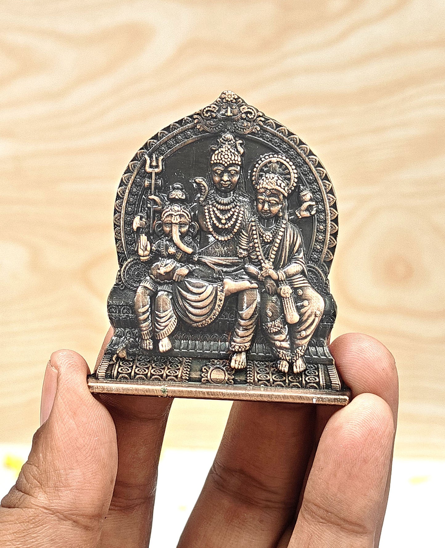 SHINDE EXPORTS small lord shiva parvati family parivar shiv ganesha metal murti idol for home mandir car dashboard temple