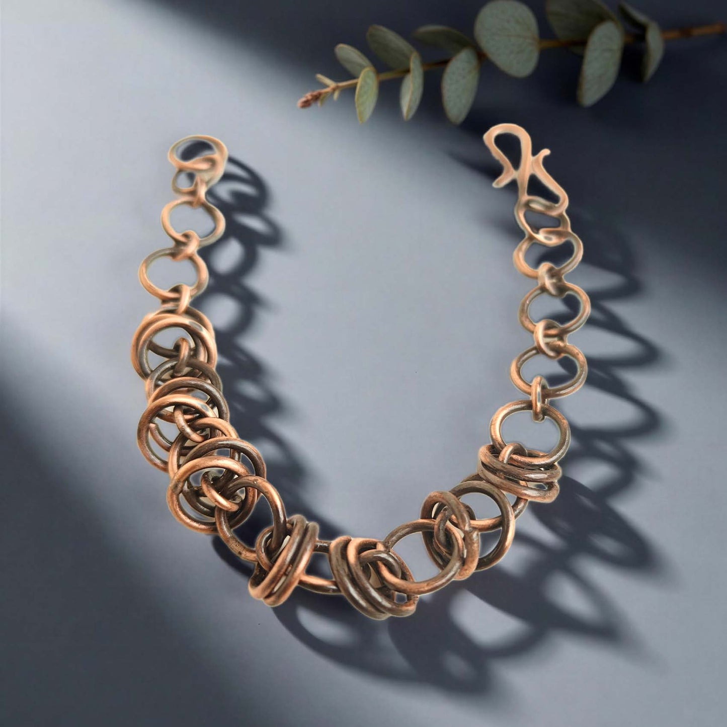 SHINDE EXPORTS Pure Copper Bracelet for Men & Women – Antique Finish Handmade Link Chain Bracelet, Adjustable 8.5 Inch Unisex Copper Jewelry, Made in India