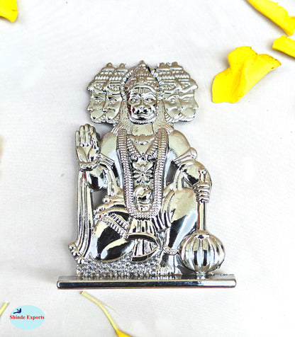 SHINDE EXPORTS small size brass pital metal panchmukhi hanuman idol murti statue for car dashboard home