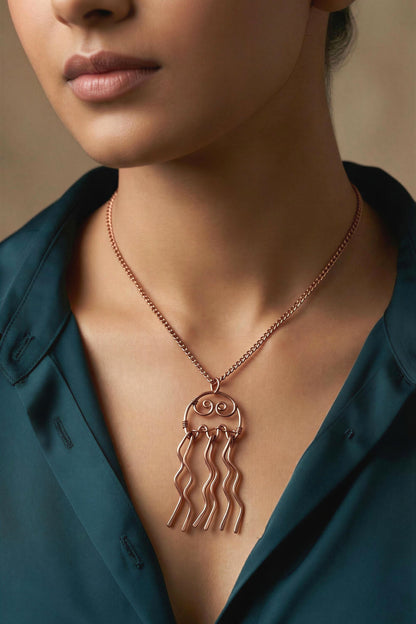 SHINDE EXPORTS 100% solid uncoated jewellery pure copper chain necklaces stylish choker for women with pendant