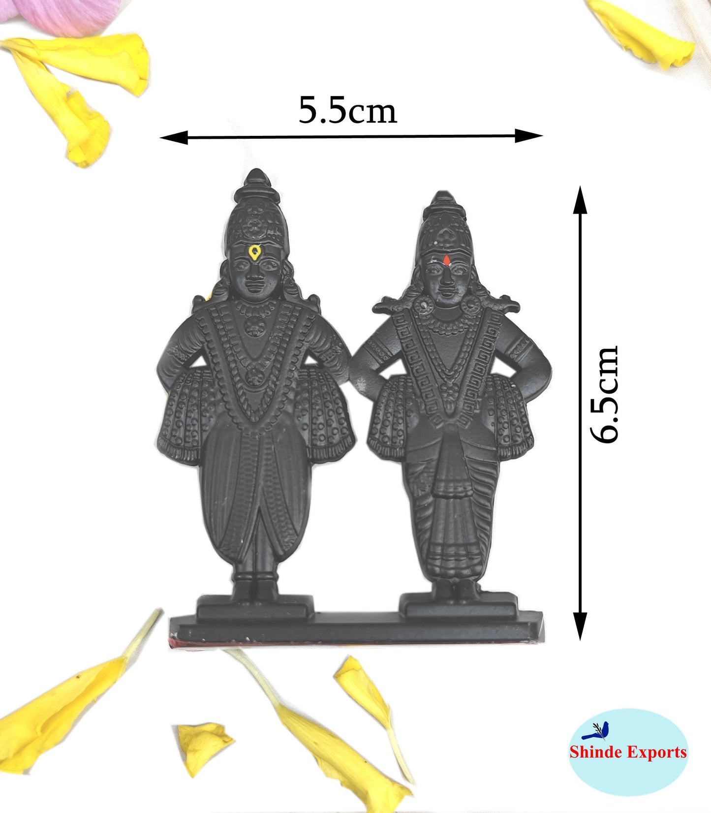 SHINDE EXPORTS small size black vitthal rukmini rakhumai metal murti idol statue