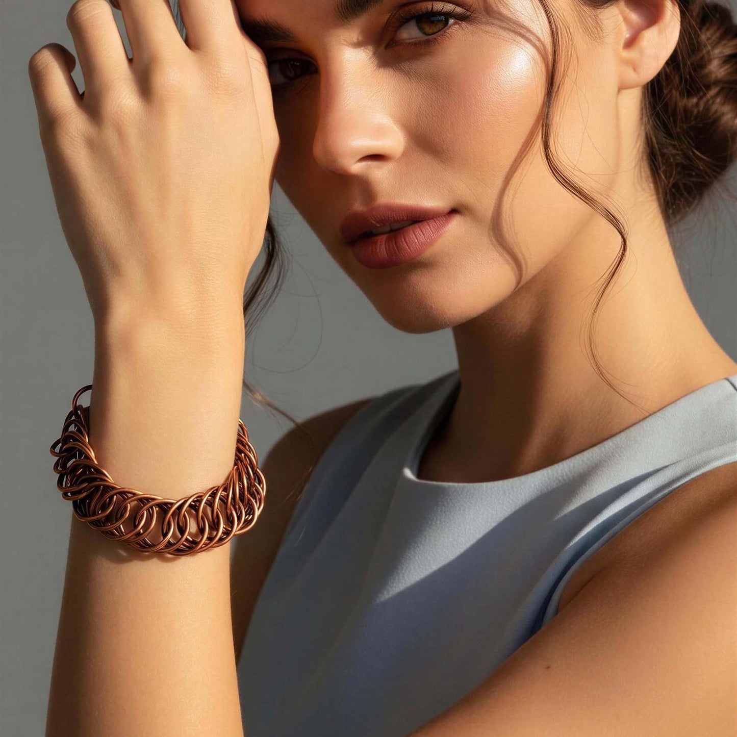 SHINDE EXPORTS Pure Copper Bracelet for Men & Women – Antique Finish Handmade Link Chain Bracelet, Adjustable 8.5 Inch Unisex Copper Jewelry, Made in India