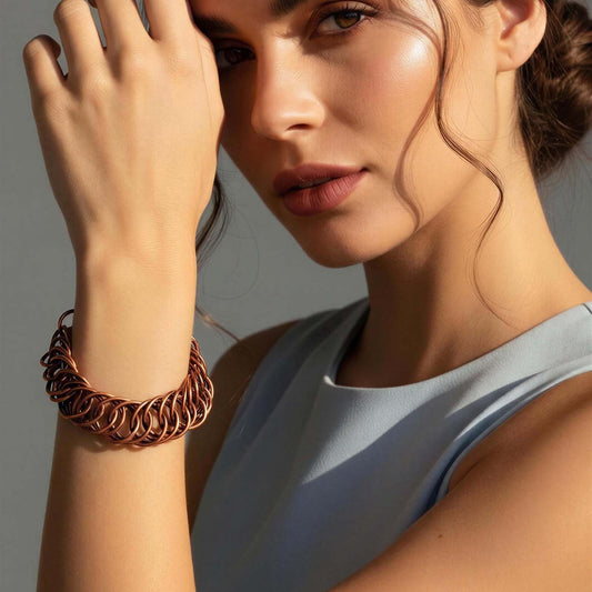 SHINDE EXPORTS Pure Copper Bracelet for Men & Women – Antique Finish Handmade Link Chain Bracelet, Adjustable 8.5 Inch Unisex Copper Jewelry, Made in India