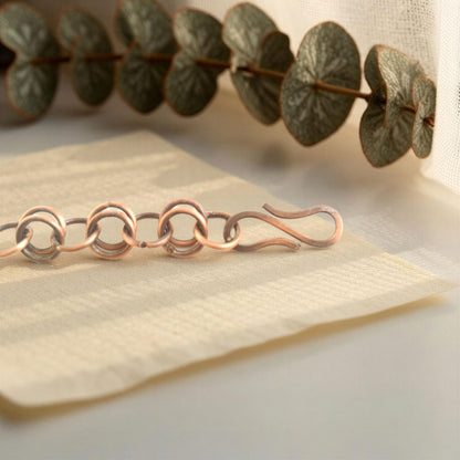 SHINDE EXPORTS Pure Copper Bracelet for Men & Women – Antique Finish Handmade Link Chain Bracelet, Adjustable 8.5 Inch Unisex Copper Jewelry, Made in India