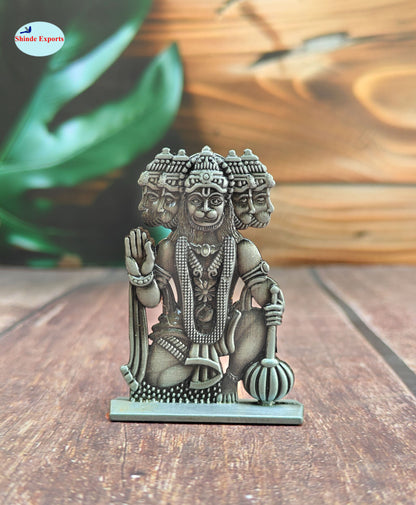 SHINDE EXPORTS small size brass pital metal panchmukhi hanuman idol murti statue for car dashboard home