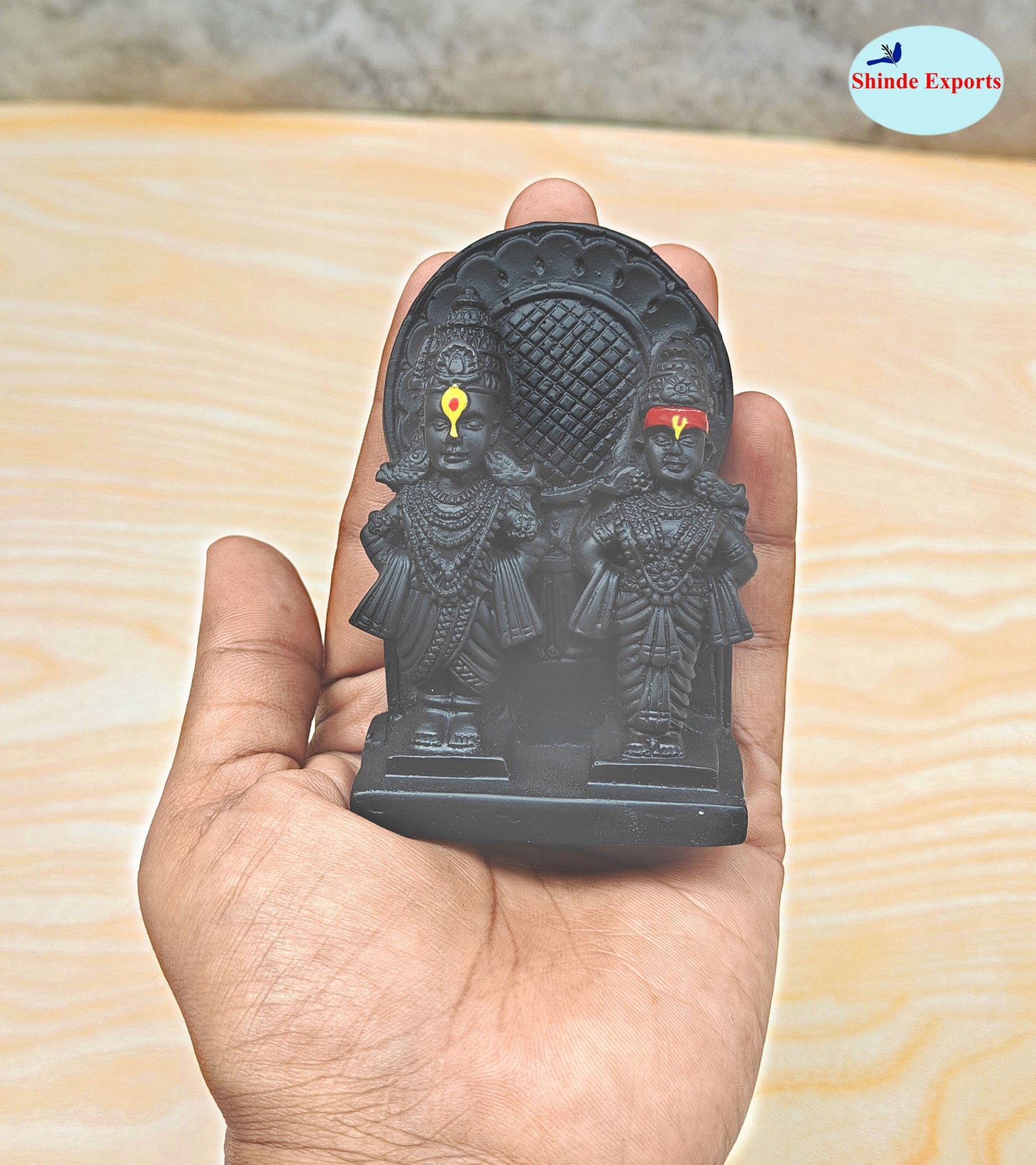 SHINDE EXPORTS vithal rukmini murti Idol for car vitthal rakhumai panduranga Statue Small Size 4 inches