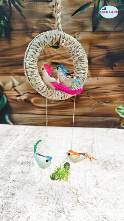 SHINDE EXPORTS Decorative Artificial Birds Nest Hanging Made of Natural Grass/Jute Best for Balcony Home Decor and Gifting