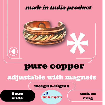 SHINDE EXPORTS Pure Copper magnetic ring for men and women 8mm