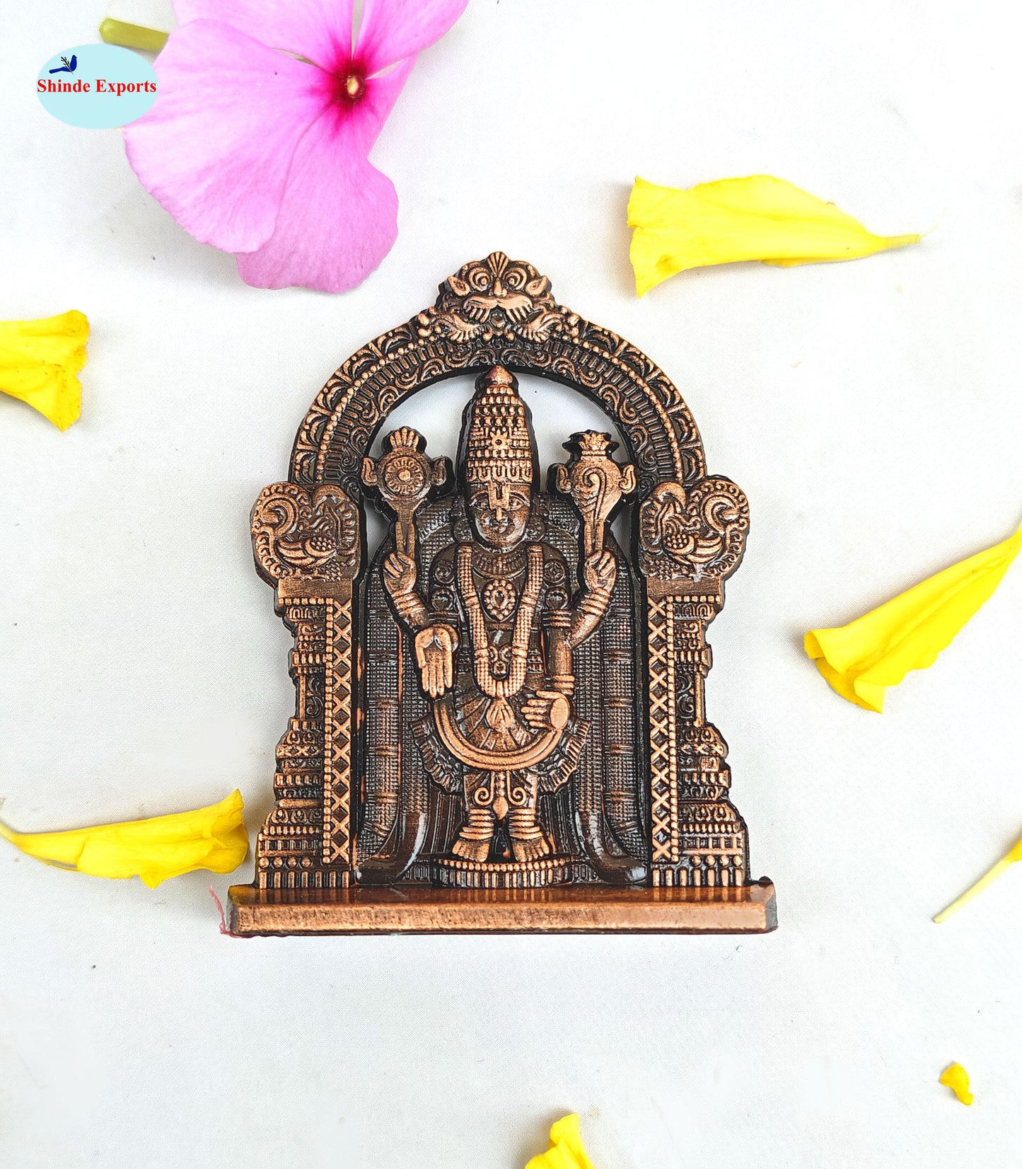 SHINDE EXPORTS small size brass metal lord tirupati balaji idol for car dashboard home